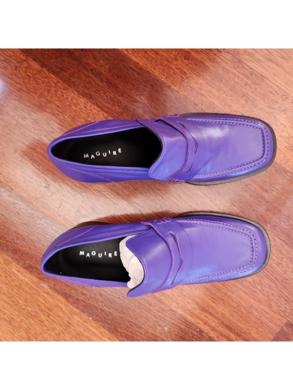 Maguire Purple Leather Italian Square Toe Loafers - 40 - Picture 4 of 8